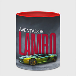 Кружка 3D Итальянский гиперкар Lambo Aventador, цвет: 3D-белый + красный — фото 2