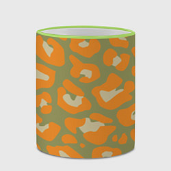 Кружка 3D Рыже-зеленый леопардовый, цвет: 3D-светло-зеленый кант — фото 2