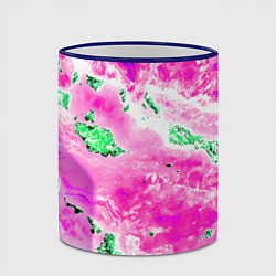Кружка 3D Розово-зелёная абстракция, цвет: 3D-синий кант — фото 2