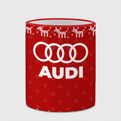 Кружка 3D Новогодний Audi с оленями, цвет: 3D-красный кант — фото 2