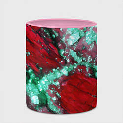 Кружка 3D Голубой минерал в красном камне, цвет: 3D-белый + розовый — фото 2