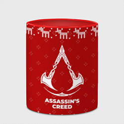 Кружка 3D Новогодний Assassins Creed с оленями, цвет: 3D-белый + красный — фото 2