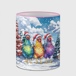 Кружка 3D Новогодние петухи, цвет: 3D-розовый кант — фото 2