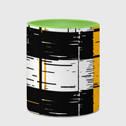 Кружка 3D Жёлтые и чёрные полосы на белом фоне, цвет: 3D-белый + светло-зеленый — фото 2