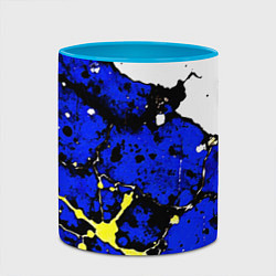 Кружка 3D Сине-жёлтая абстракция на белом фоне, цвет: 3D-белый + небесно-голубой — фото 2