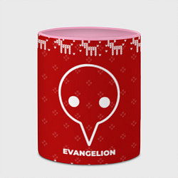 Кружка 3D Новогодний Evangelion с оленями, цвет: 3D-белый + розовый — фото 2