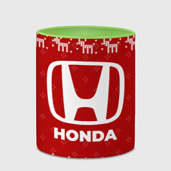 Кружка 3D Новогодний Honda с оленями, цвет: 3D-белый + светло-зеленый — фото 2