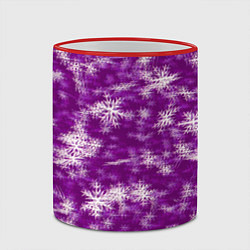 Кружка 3D Снежинки глитч, цвет: 3D-красный кант — фото 2