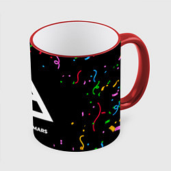Кружка 3D Thirty Seconds to Mars конфети, цвет: 3D-красный кант