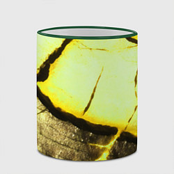 Кружка 3D Трещины на абстрактном жёлтом фоне, цвет: 3D-зеленый кант — фото 2