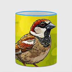 Кружка 3D Большой воробей, цвет: 3D-небесно-голубой кант — фото 2