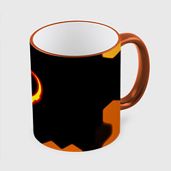 Кружка 3D Квейк соты огненное лого, цвет: 3D-оранжевый кант