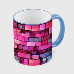 Кружка 3D Pink bricks, цвет: 3D-небесно-голубой кант