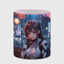 Кружка 3D Аниме кибер девочка, цвет: 3D-розовый кант — фото 2