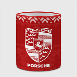 Кружка 3D Новогодний Porsche, цвет: 3D-красный кант — фото 2