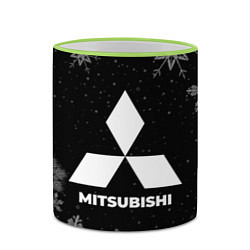 Кружка 3D Снежный Mitsubishi, цвет: 3D-светло-зеленый кант — фото 2