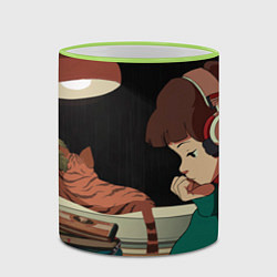 Кружка 3D Lofi music girl night, цвет: 3D-светло-зеленый кант — фото 2