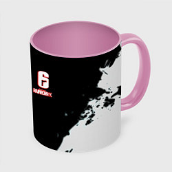 Кружка 3D Rainbow six краски абстрактные, цвет: 3D-белый + розовый