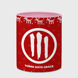 Кружка 3D Новогодний Three Days Grace с оленями, цвет: 3D-белый + розовый — фото 2