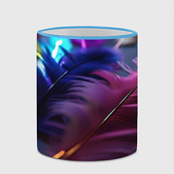 Кружка 3D Перья неоновой птицы, цвет: 3D-небесно-голубой кант — фото 2
