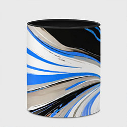 Кружка 3D Волнистые бело-синие линии на чёрном фоне, цвет: 3D-белый + черный — фото 2