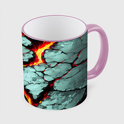 Кружка 3D Треснувший камень жёлтый, цвет: 3D-розовый кант