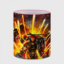 Кружка 3D Дэдпул и Росомаха при взрыве, цвет: 3D-розовый кант — фото 2