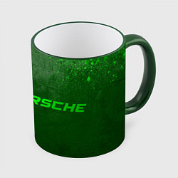 Кружка 3D Porsche - green gradient по-горизонтали, цвет: 3D-зеленый кант
