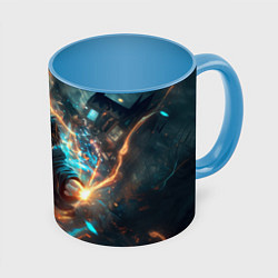 Кружка 3D Гарри Поттер - вихрь магии, цвет: 3D-белый + небесно-голубой