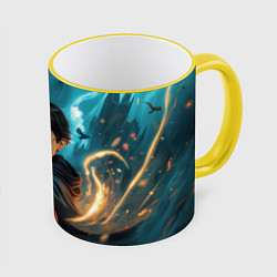 Кружка 3D Гарри Поттер волшебник, цвет: 3D-желтый кант