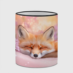 Кружка 3D Милая лисичка и сирень, цвет: 3D-черный кант — фото 2