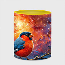 Кружка 3D Снегирь и космос, цвет: 3D-белый + желтый — фото 2