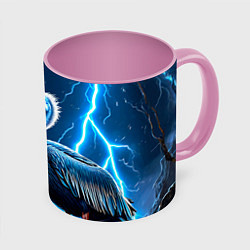 Кружка 3D Пеликан и молния, цвет: 3D-белый + розовый