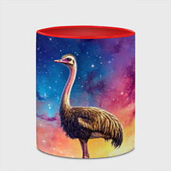 Кружка 3D Страус и звездное небо, цвет: 3D-белый + красный — фото 2