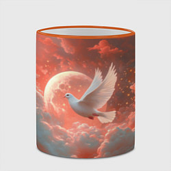 Кружка 3D Белый летящий голубь, цвет: 3D-оранжевый кант — фото 2