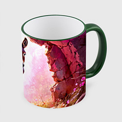 Кружка 3D Осел в розовом свете, цвет: 3D-зеленый кант