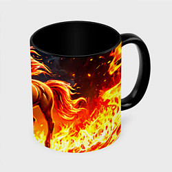 Кружка 3D Лошадь в огне, цвет: 3D-белый + черный