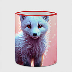 Кружка 3D Песец в розовом лесу, цвет: 3D-красный кант — фото 2