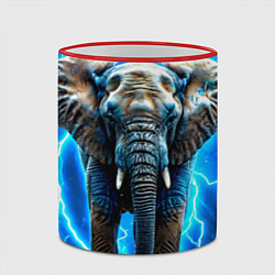 Кружка 3D Слон в разрядах солнии, цвет: 3D-красный кант — фото 2
