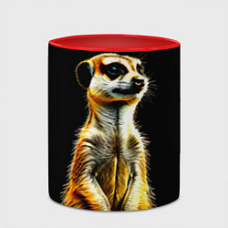 Кружка 3D Сурикат на черном, цвет: 3D-белый + красный — фото 2