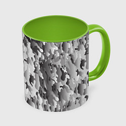 Кружка 3D Монохромный камуфляж, цвет: 3D-белый + светло-зеленый