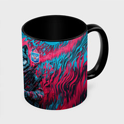 Кружка 3D Волк с гербом РФ, цвет: 3D-белый + черный