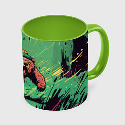 Кружка 3D Русский медведь атакует, цвет: 3D-белый + светло-зеленый