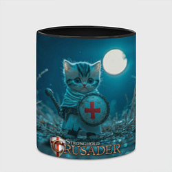 Кружка 3D Stronghold Crusader котик рыцарь, цвет: 3D-белый + черный — фото 2