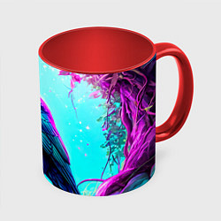 Кружка 3D Черный ворон в бирюзовом, цвет: 3D-белый + красный