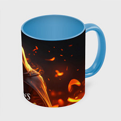 Кружка 3D Assassins Creed fire, цвет: 3D-белый + небесно-голубой