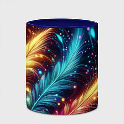 Кружка 3D Неоновые разноцветные перья, цвет: 3D-белый + синий — фото 2