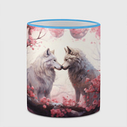Кружка 3D Волчья гармония, цвет: 3D-небесно-голубой кант — фото 2