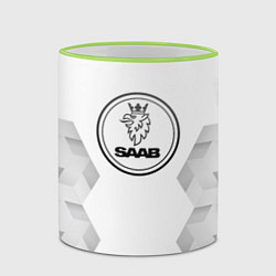 Кружка 3D Saab white poly, цвет: 3D-светло-зеленый кант — фото 2