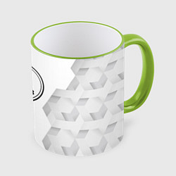 Кружка 3D Saab white poly, цвет: 3D-светло-зеленый кант